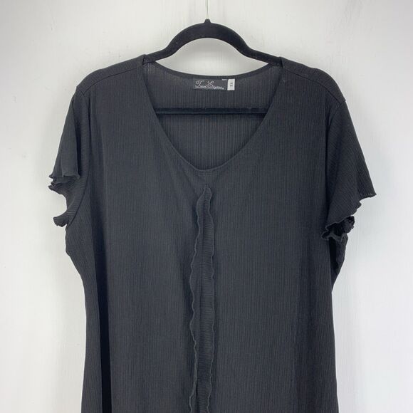 Vtg‎ Travel Elegance Womens 2X Tunic Top Crinkle Slinky Ruffle Stretch Vacation - Picture 3 of 7
